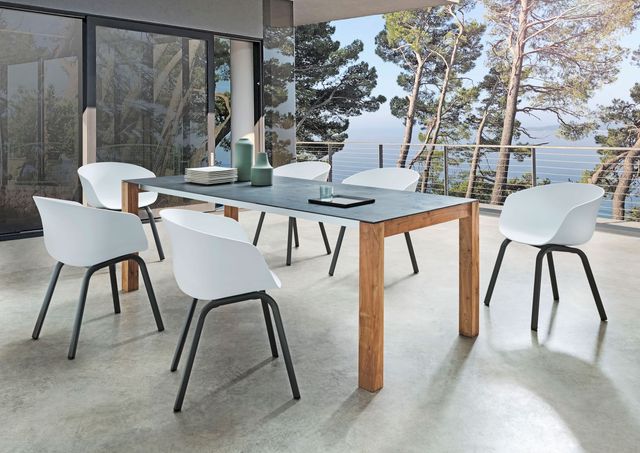SITMobilia Olympia München 210x95cm Teak Keramik Ocean Black Boca Schal weiss Alu eisengrau