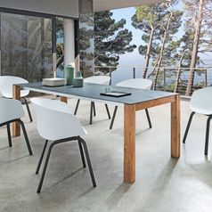 SITMobilia Olympia München 210x95cm Teak Keramik Ocean Black Boca Schal weiss Alu eisengrau