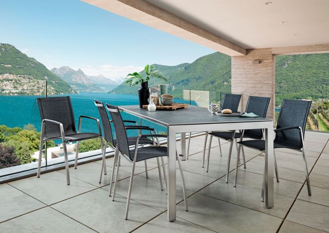 SITMobilia Ventura Tisch 210 270x95cm Keramik-Blue-Notte Edelstahl Tinto Leisuretex Black Pearl Edelstahl