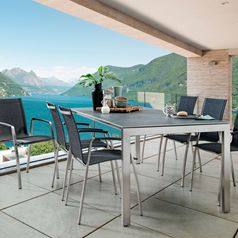 SITMobilia Ventura Tisch 210 270x95cm Keramik-Blue-Notte Edelstahl Tinto Leisuretex Black Pearl Edelstahl
