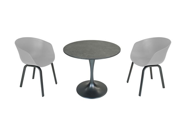 SITMobilia Trompeta rund Ø 80cm Bluestone Alu eisengrau BOCA Alu eisengrau Sitzschale Kunststoff Grau