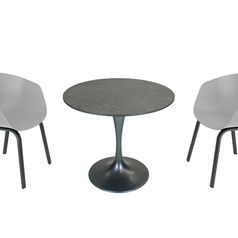 SITMobilia Trompeta rund Ø 80cm Bluestone Alu eisengrau BOCA Alu eisengrau Sitzschale Kunststoff Grau