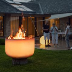 QFlame Feuerschale Quarzglas Garten