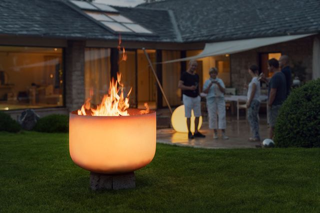 QFlame Feuerschale Quarzglas Garten