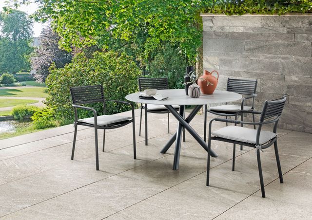SITMobilia Tubo rund 120cm Dekon Soke Delstahl eisengrau Arica Band Anthrazit Alu eisengrau