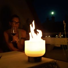 QFlame Feuerschale Quarzglas Tischfeuer
