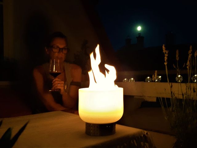QFlame Feuerschale Quarzglas Tischfeuer
