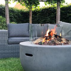 MANIA Cocoon Feuertisch Kugel grau