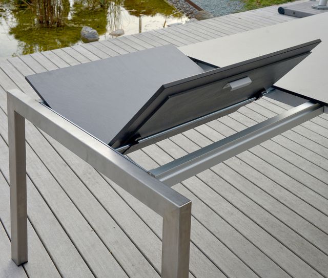 SITMobilia Ventura Fuss 60x40mm Edelstahl Klappeinlage 70cm HPL Dark grey