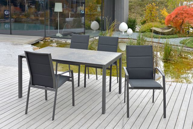 SITMobilia Ventura Alu eisengrau Keramik Mocca Perla Argentina Stuhl Hoch Textilen padded schwarz Alu eisengrau