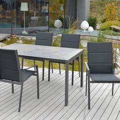 SITMobilia Ventura Alu eisengrau Keramik Mocca Perla Argentina Stuhl Hoch Textilen padded schwarz Alu eisengrau