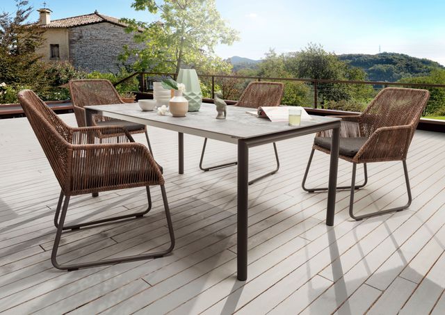 SITMobilia Cortina Tisch Edelstahl eisengrau lackiert Dekton Orix Allanis Abaco Philipino Kufe Alu eisengrau