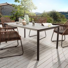 SITMobilia Cortina Tisch Edelstahl eisengrau lackiert Dekton Orix Allanis Abaco Philipino Kufe Alu eisengrau
