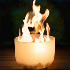 QFlame Feuerschale Quarzglas brennend dunkel