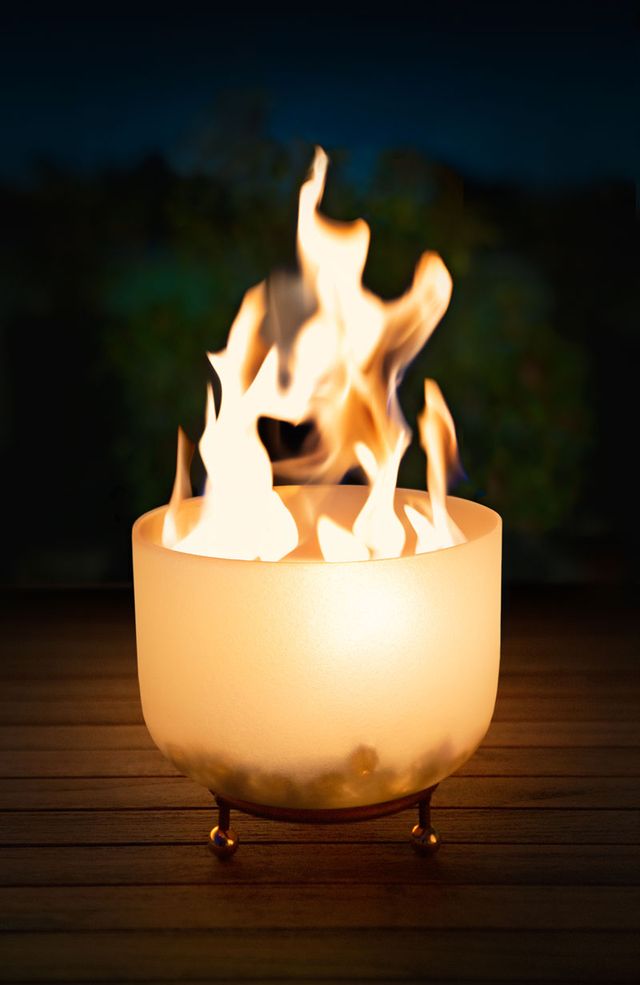 QFlame Feuerschale Quarzglas brennend dunkel