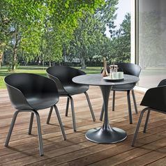SITMobilia Trompeta Tisch rund Ø 80cm Bluestone-Alu-eisengrau_Boca Schalenstuhl Kunststoff schwarz Alu eisengrau